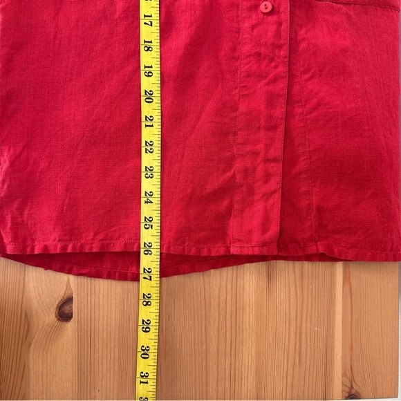 Escada | Vintage Red Safari Linen Top Blouse (Women’s) - Picture 9 of 10
